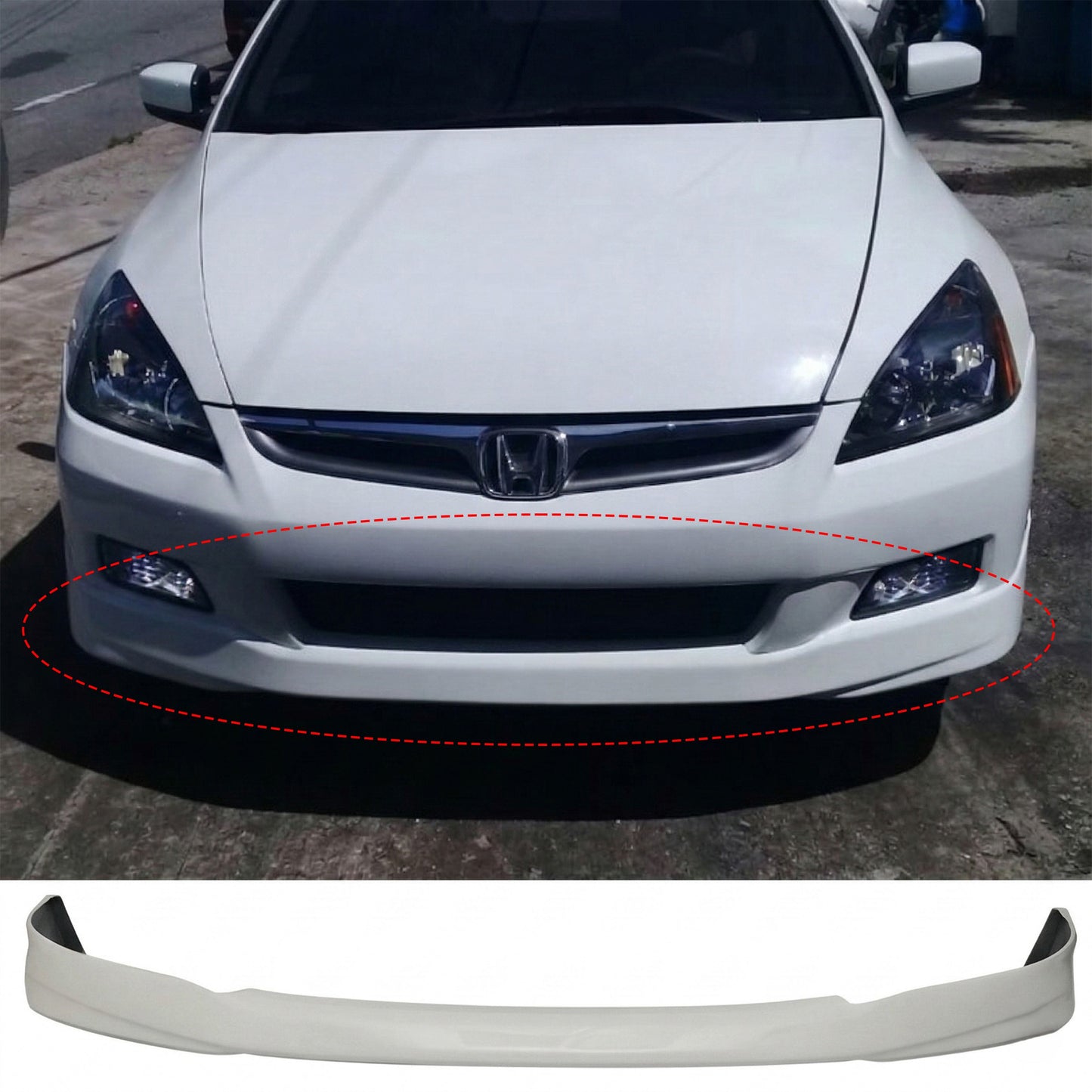 HONDA ACCORD 2006-2007 SEDAN FRONT LIP ESTILO HFP DE FIBERGLASS