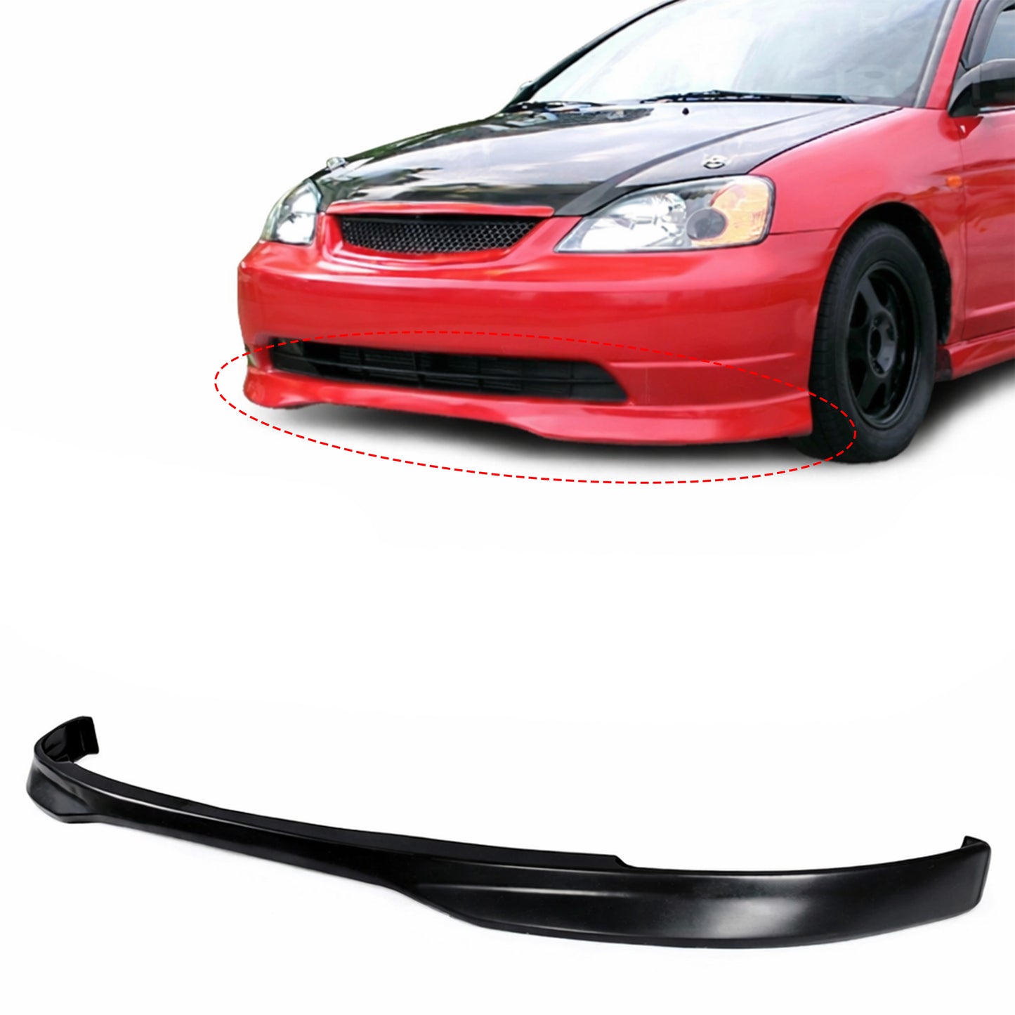 HONDA CIVIC 2001-2003 FRONT LIP TIPO R DE POLIURETANO