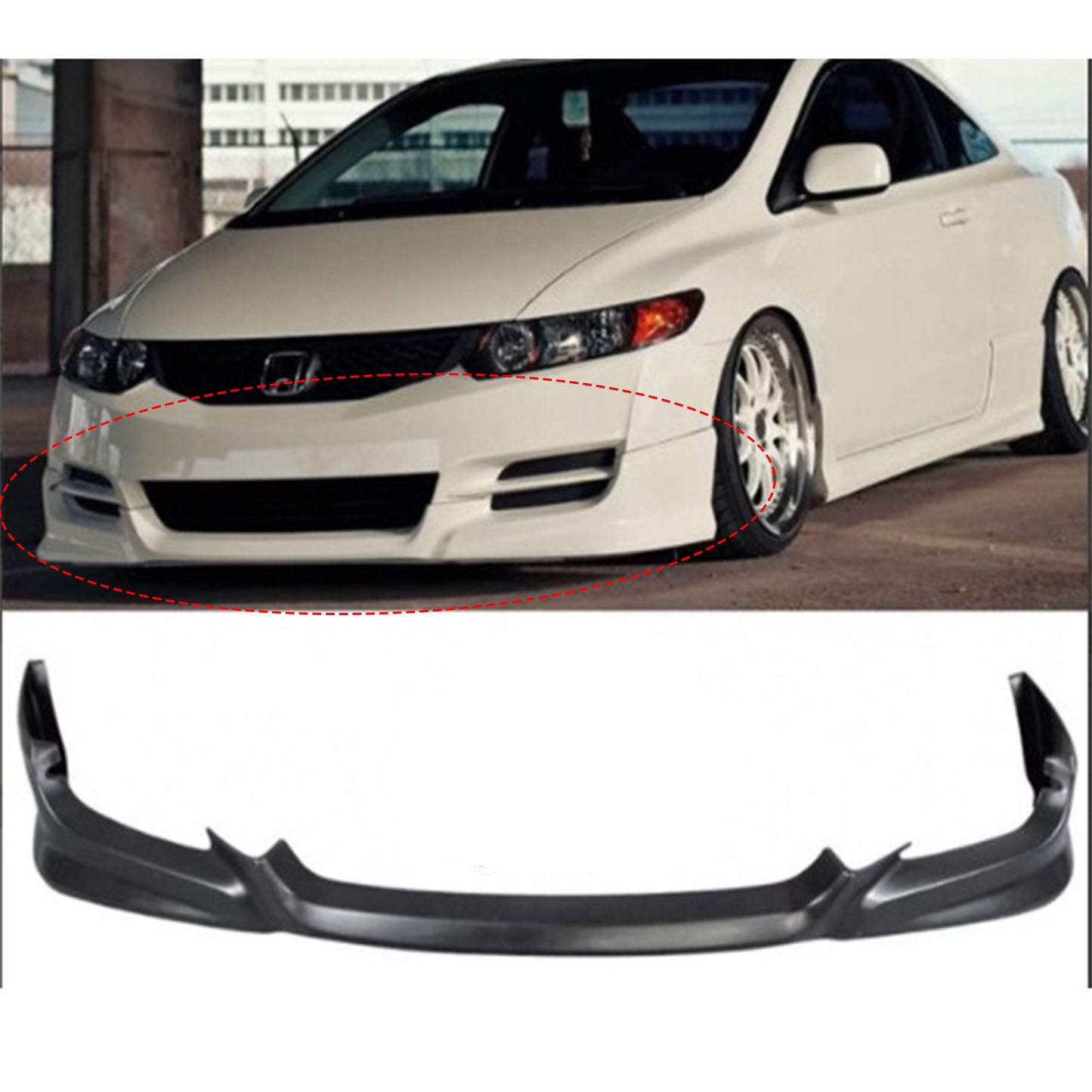 HONDA CIVIC 2009-2011 COUPE FRONT LIP ESTILO HFP DE POLIURETANO