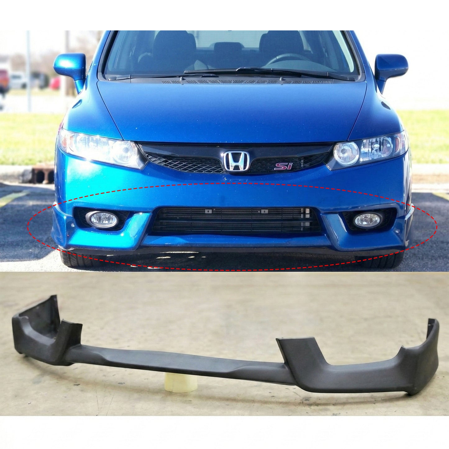 HONDA CIVIC 2009-2011 SEDAN FRONT LIP ESTILO HFP DE FIBERGLASS