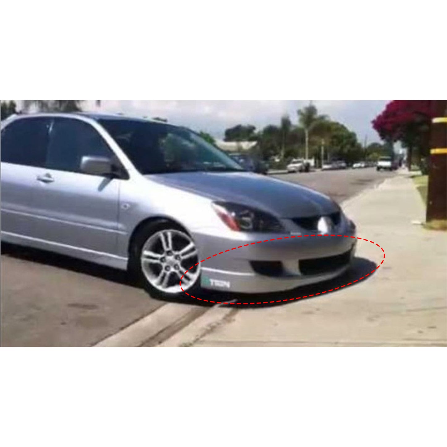 MITSUBISHI LANCER 2004-2006 FRONT LIP ESTILO RALLIART DE FIBERGLASS