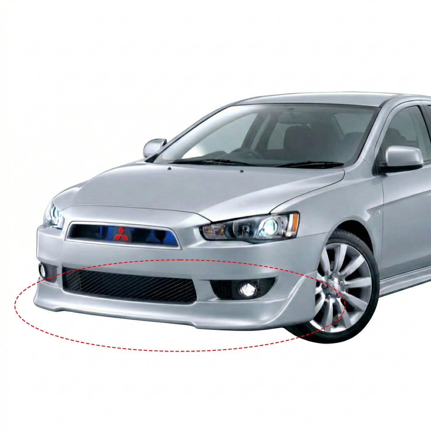 MITSUBISHI LANCER 2008-2015 FRONT LIP ESTILO ROAR DE FIBERGLASS