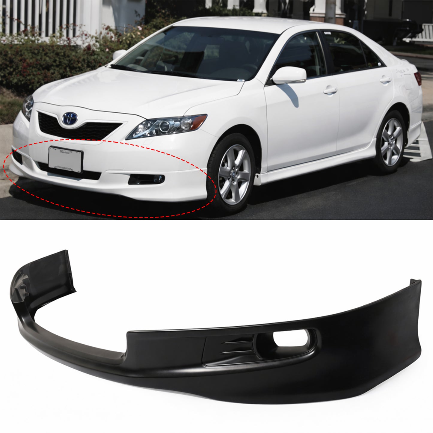 TOYOTA CAMRY 2007-2009 FRONT LIP ESTILO FABRICA DE FIBERGLASS