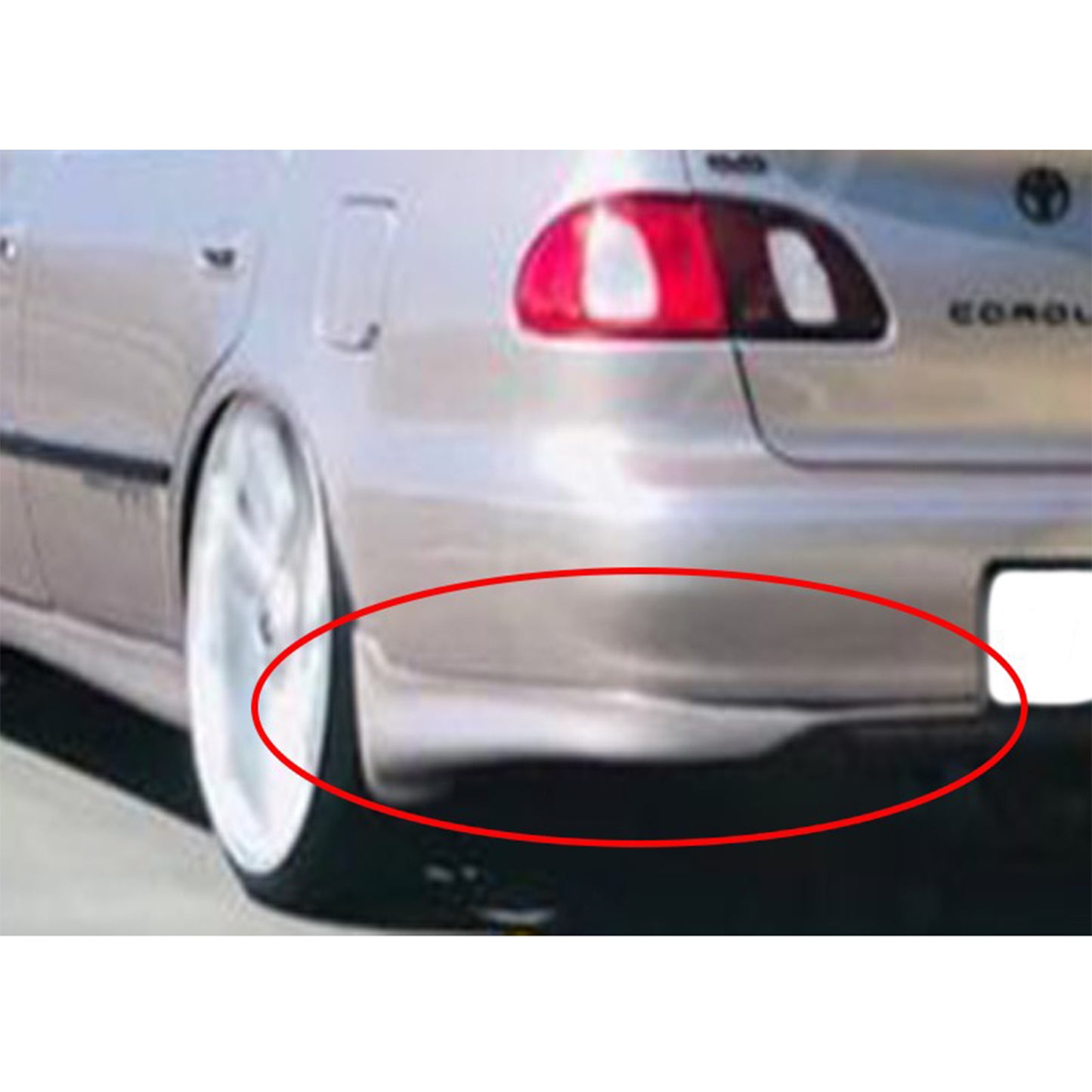 TOYOTA COROLLA 1998-2002 BOTITAS TRASERAS ESTILO TRD DE FIBERGLASS