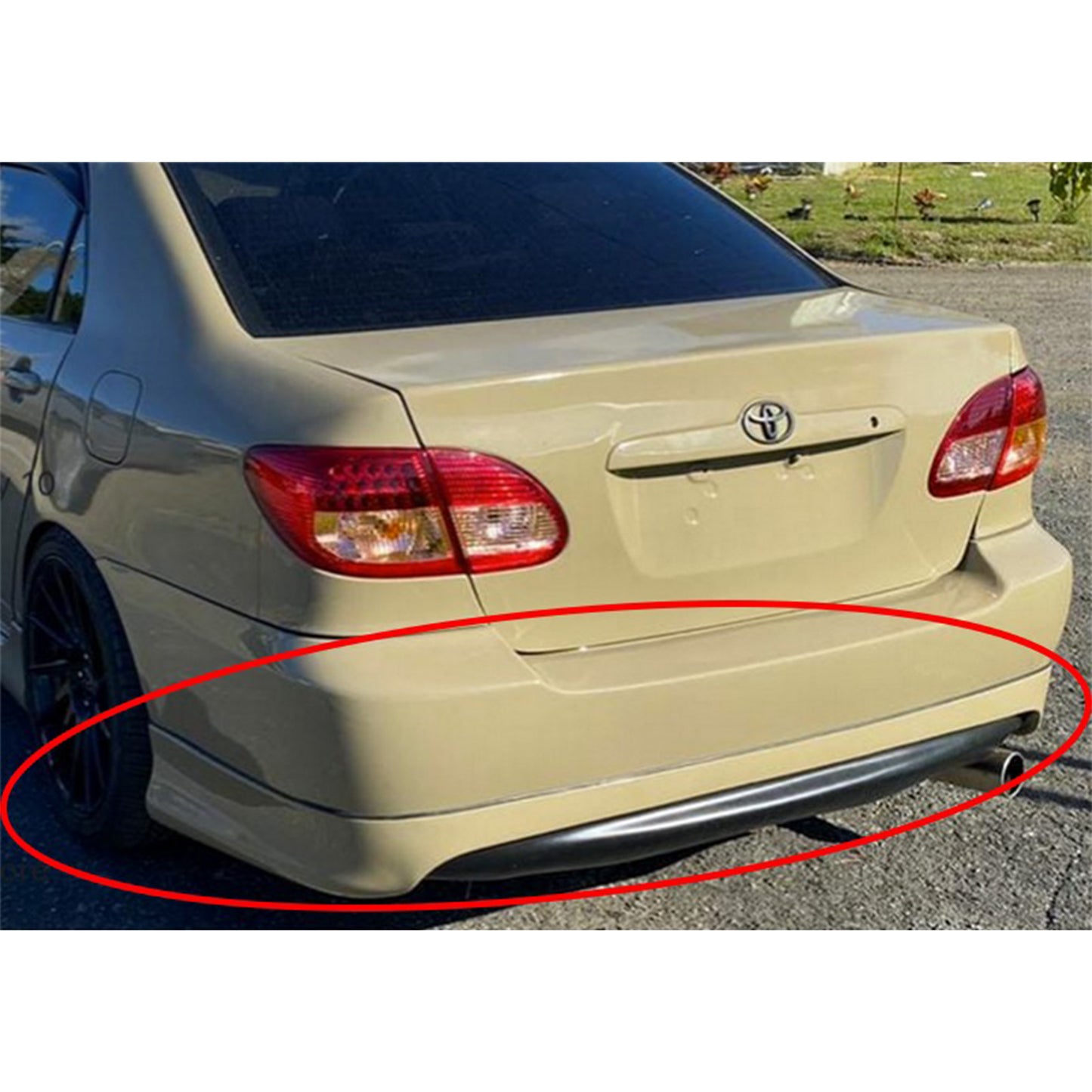 TOYOTA COROLLA 2003-2008 REAR LIP ESTILO CAMRY DE FIBERGLASS