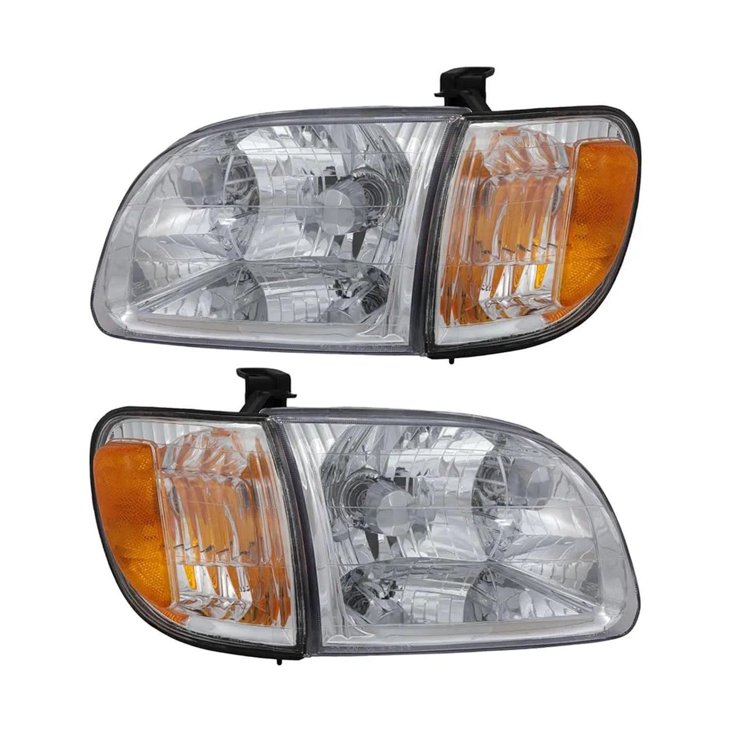 TOYOTA TUNDRA 2000-2004 CABINA SENCILLA / CABINA Y MEDIA FOCOS DELANTEROS FONDO CROMADO CON ESQUINEROS