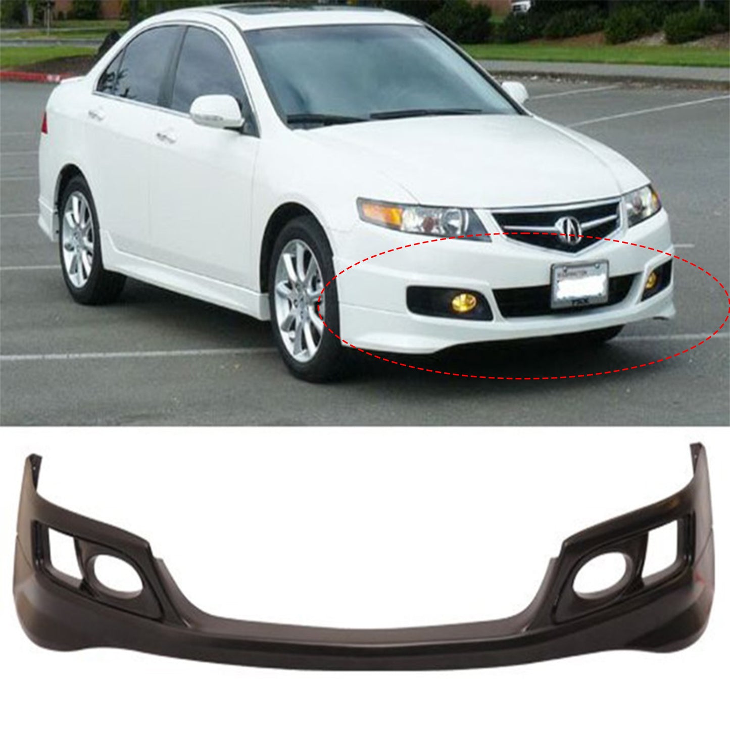 ACURA TSX 2006-2008 FRONT LIP ESTILO ASPEC DE FIBERGLASS