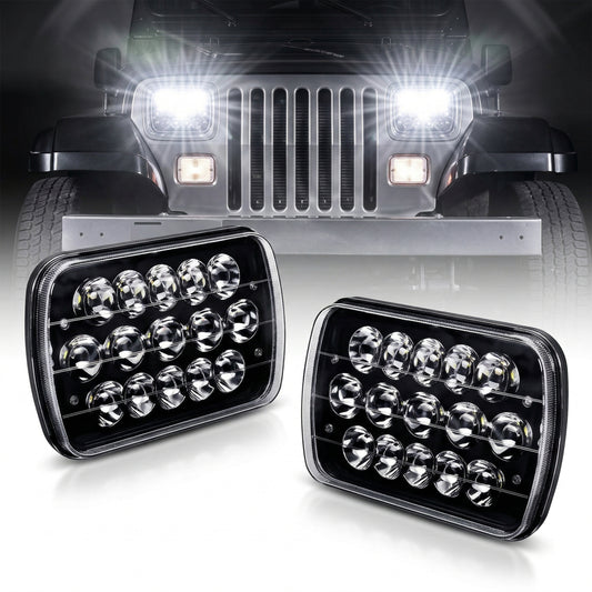 FOCOS 5X7 FULL LED LOW & HI FONDO NEGRO 45 WATTS