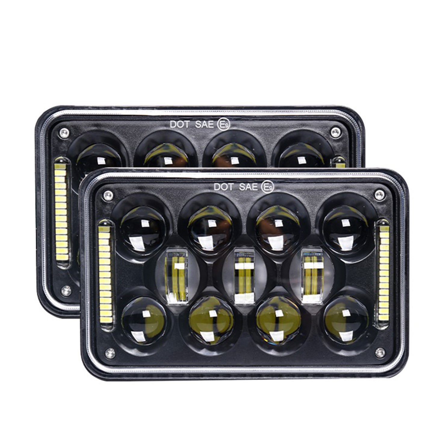 FOCOS DELANTEROS 4X6 FULL LED LOW / HI FONDO NEGRO 60 WATTS
