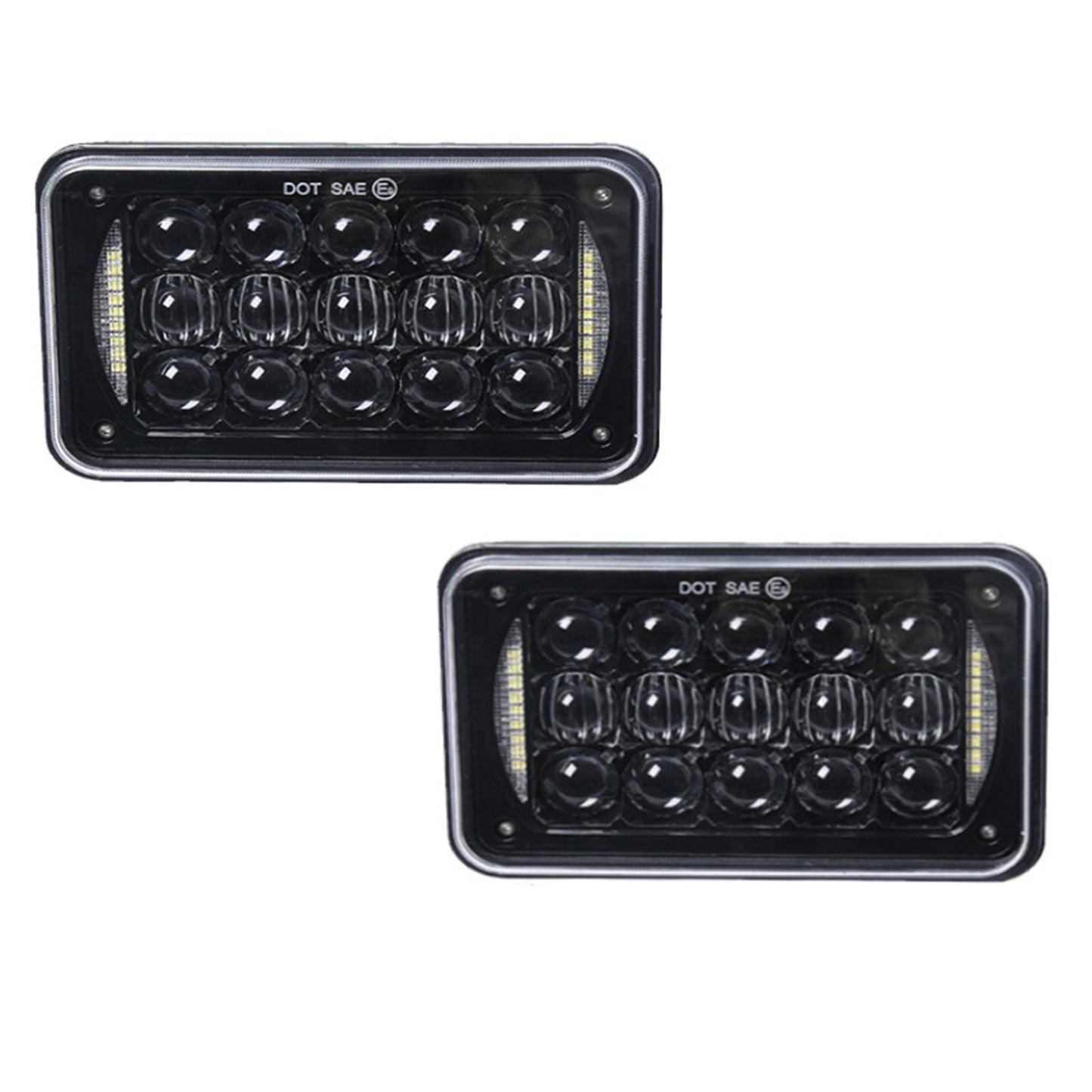FOCOS DELANTEROS 4X6 FULL LED LOW & HI FONDO NEGRO 48 WATTS