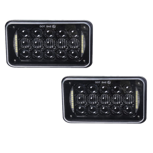 FOCOS DELANTEROS 4X6 FULL LED LOW & HI FONDO NEGRO 48 WATTS