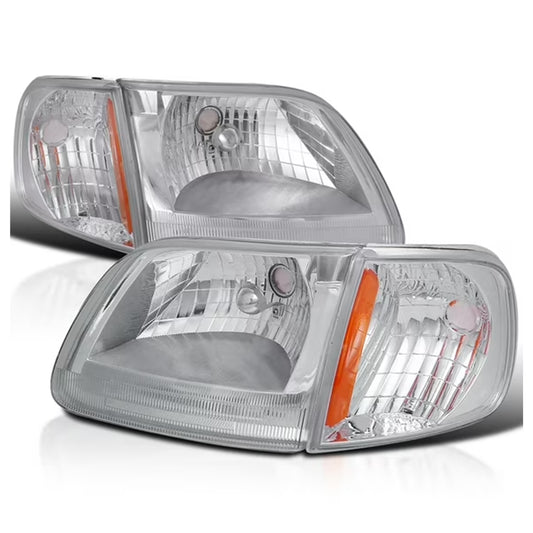 FORD F150 1997-2003 FOCOS DELANTEROS FONDO CROMADO CON ESQUINEROS