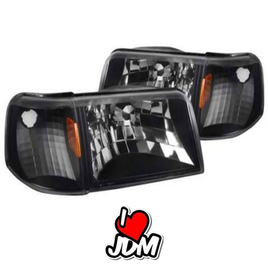 FORD RANGER 1993-1997 FOCOS DELANTEROS FONDO NEGRO CON ESQUINEROS