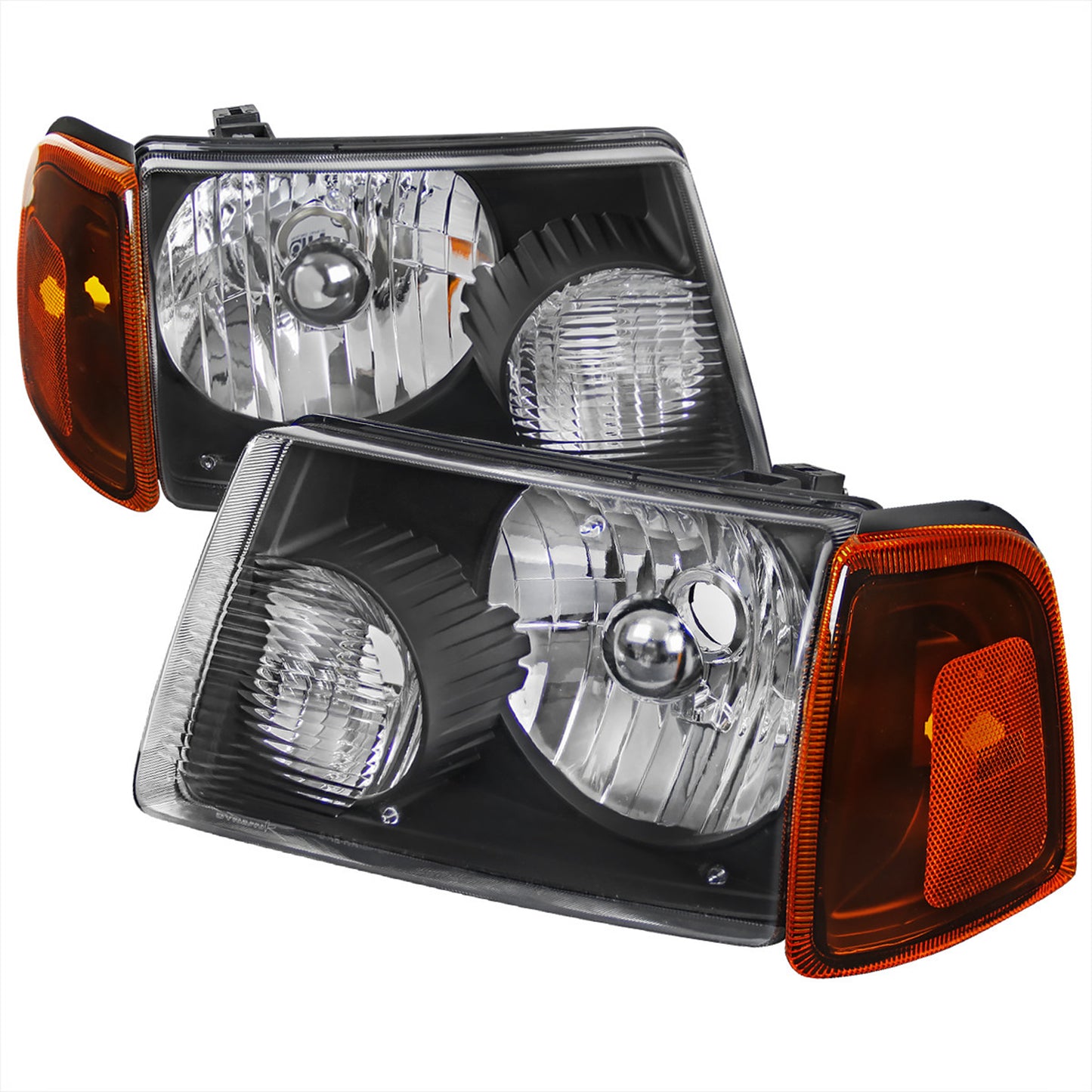 FORD RANGER 2001-2011 FOCOS DELANTEROS FONDO NEGRO CON ESQUINEROS