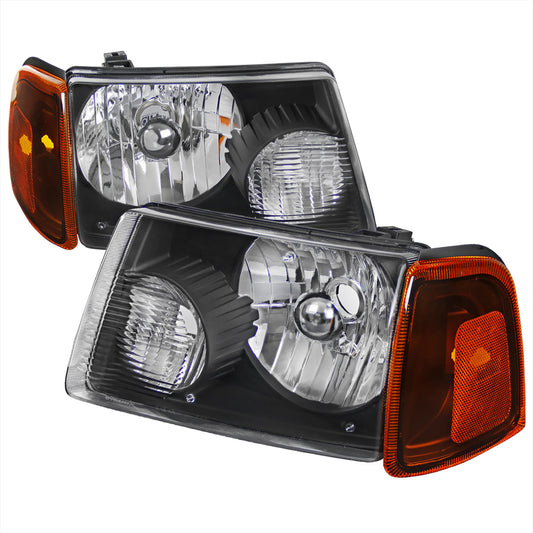 FORD RANGER 2001-2011 FOCOS DELANTEROS FONDO NEGRO CON ESQUINEROS