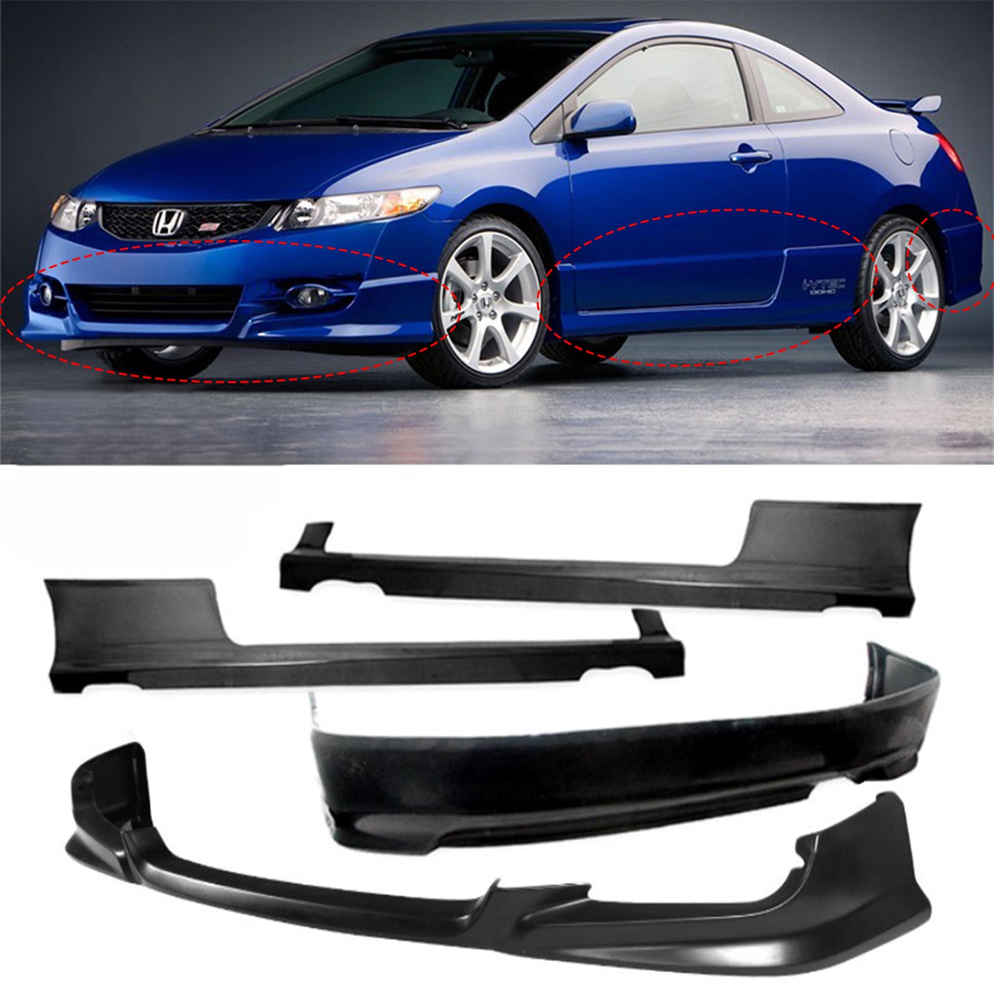 HONDA CIVIC 2009-2011 COUPE BODY KIT ESTILO HFP POLIURETANO Y FIBERGLASS