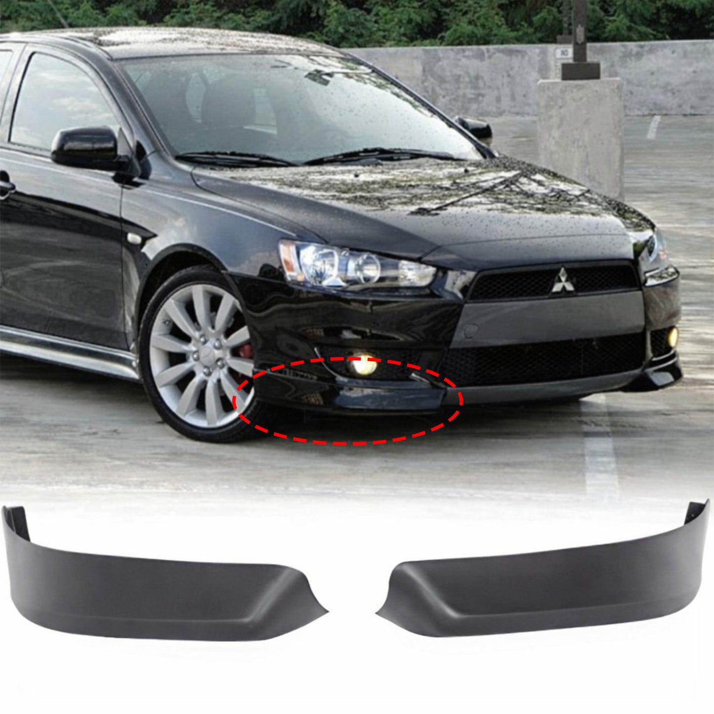 MITSUBISHI LANCER 2008-2015 BOTITAS DELANTERAS ESTILO FABRICA DE FIBERGLASS
