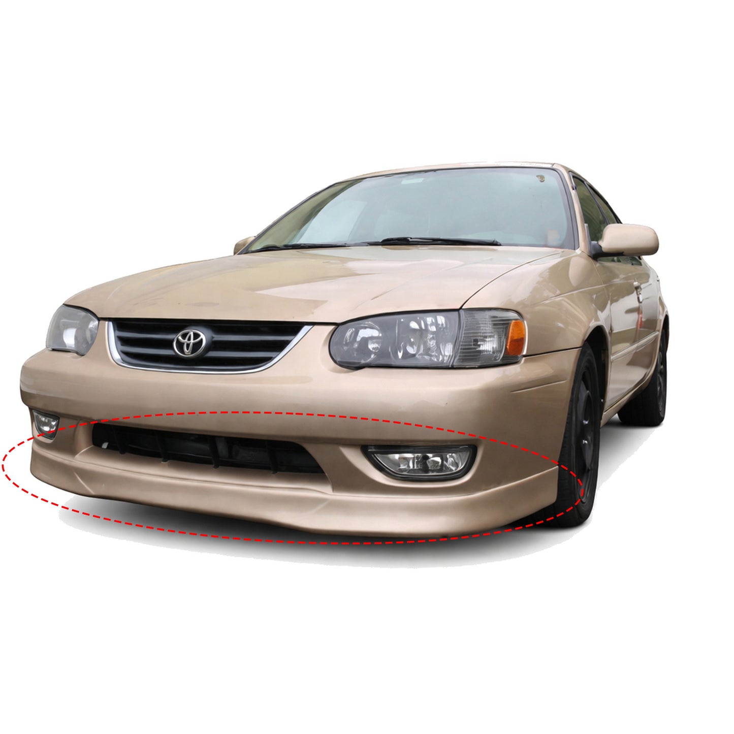 TOYOTA COROLLA 2001-2002 FRONT LIP ESTILO PERFORMANCE DE FIBERGLASS