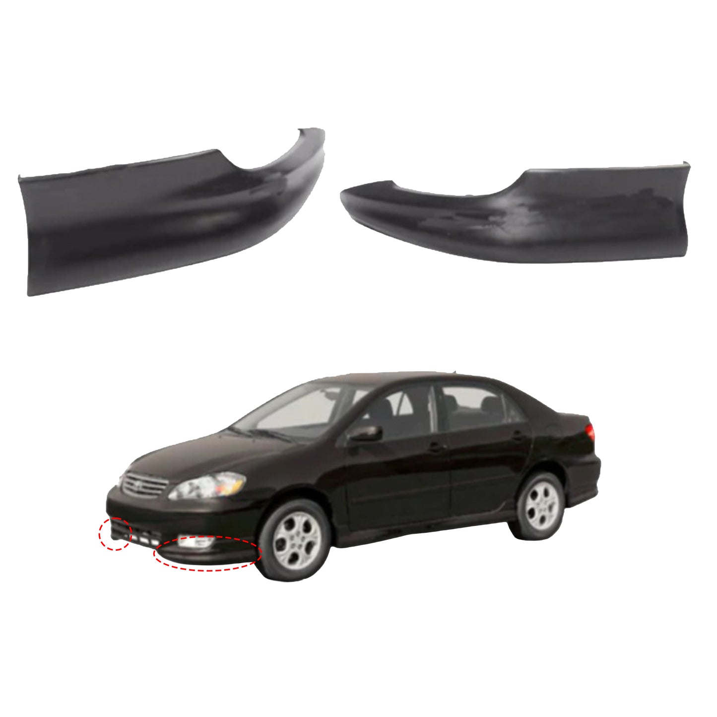 TOYOTA COROLLA 2003-2004 BOTITAS DELANTERAS ESTILO FABRICA DE FIBERGLASS