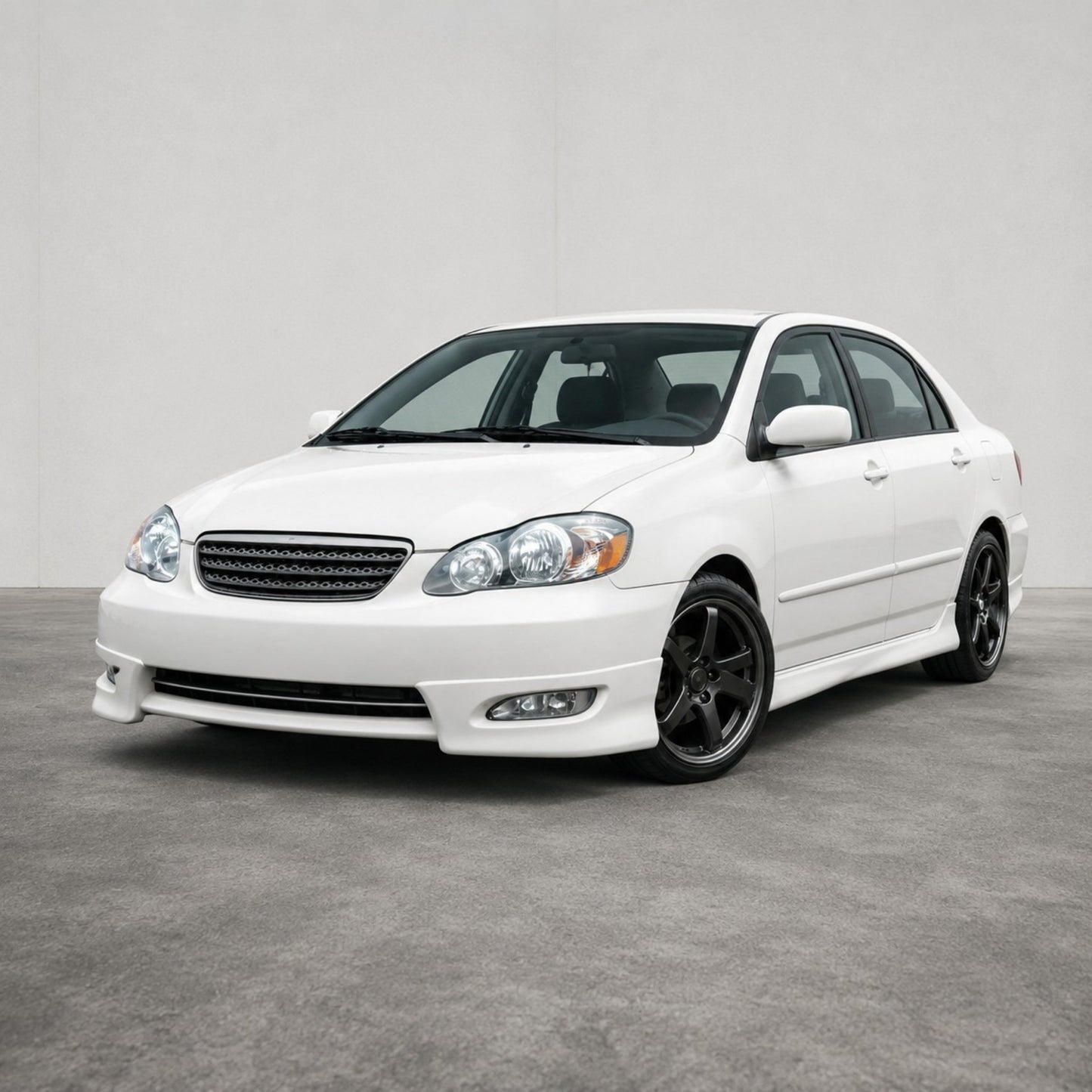TOYOTA COROLLA 2003-2008 FOCOS DELANTEROS ANILLA CROMADA FONDO NEGRO