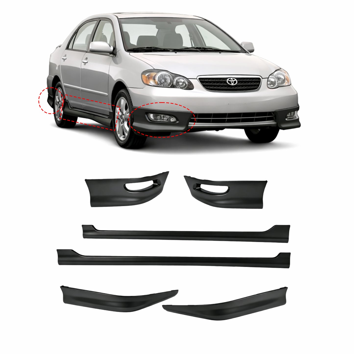 TOYOTA COROLLA 2005-2008 BODY KIT ESTILO FABRICA DE FIBERGLASS