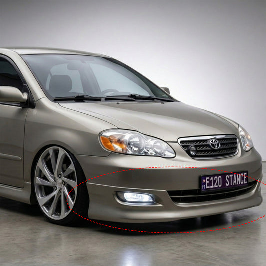 TOYOTA COROLLA 2005-2008 FRONT LIP ESTILO UNA PIEZA DE FIBERGLASS