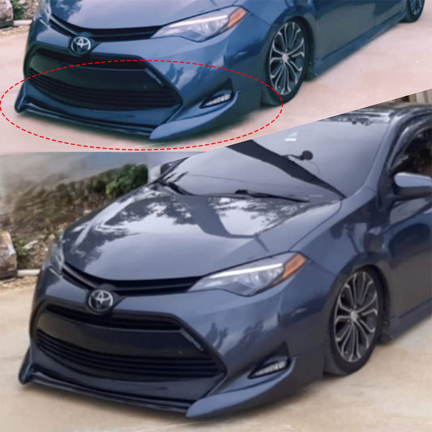 TOYOTA COROLLA 2017-2019 FRONT LIP ESTILO ALTIS DE FIBERGLASS