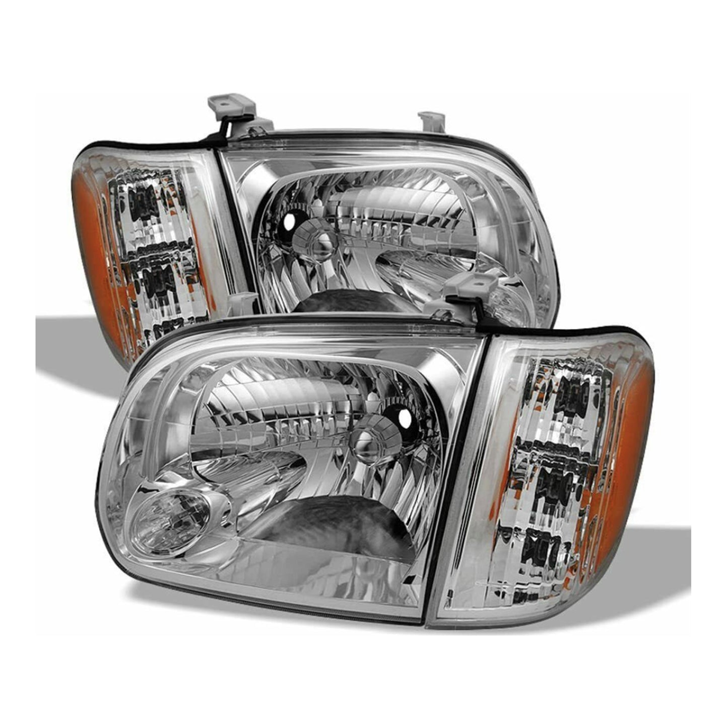 TOYOTA SEQUOIA 2005-2006 FOCOS DELANTEROS FONDO CROMADO CON ESQUINEROS