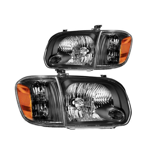 TOYOTA SEQUOIA 2005-2006 FOCOS DELANTEROS FONDO NEGRO CON ESQUINEROS