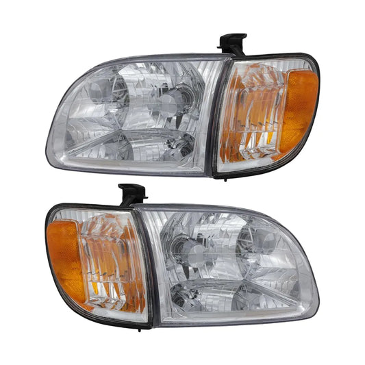 TOYOTA TUNDRA 2000-2004 CABINA SENCILLA / CABINA Y MEDIA FOCOS DELANTEROS FONDO CROMADO CON ESQUINEROS