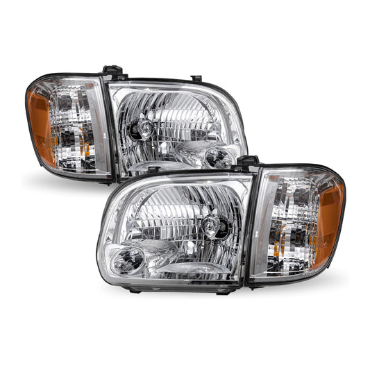TOYOTA TUNDRA 2005-2006 FOCOS DELANTEROS FONDO CROMADO CON ESQUINEROS