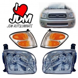 TOYOTA SEQUOIA 2001-2004 FOCOS DELANTEROS FONDO CHROMADO CON ESQUINEROS